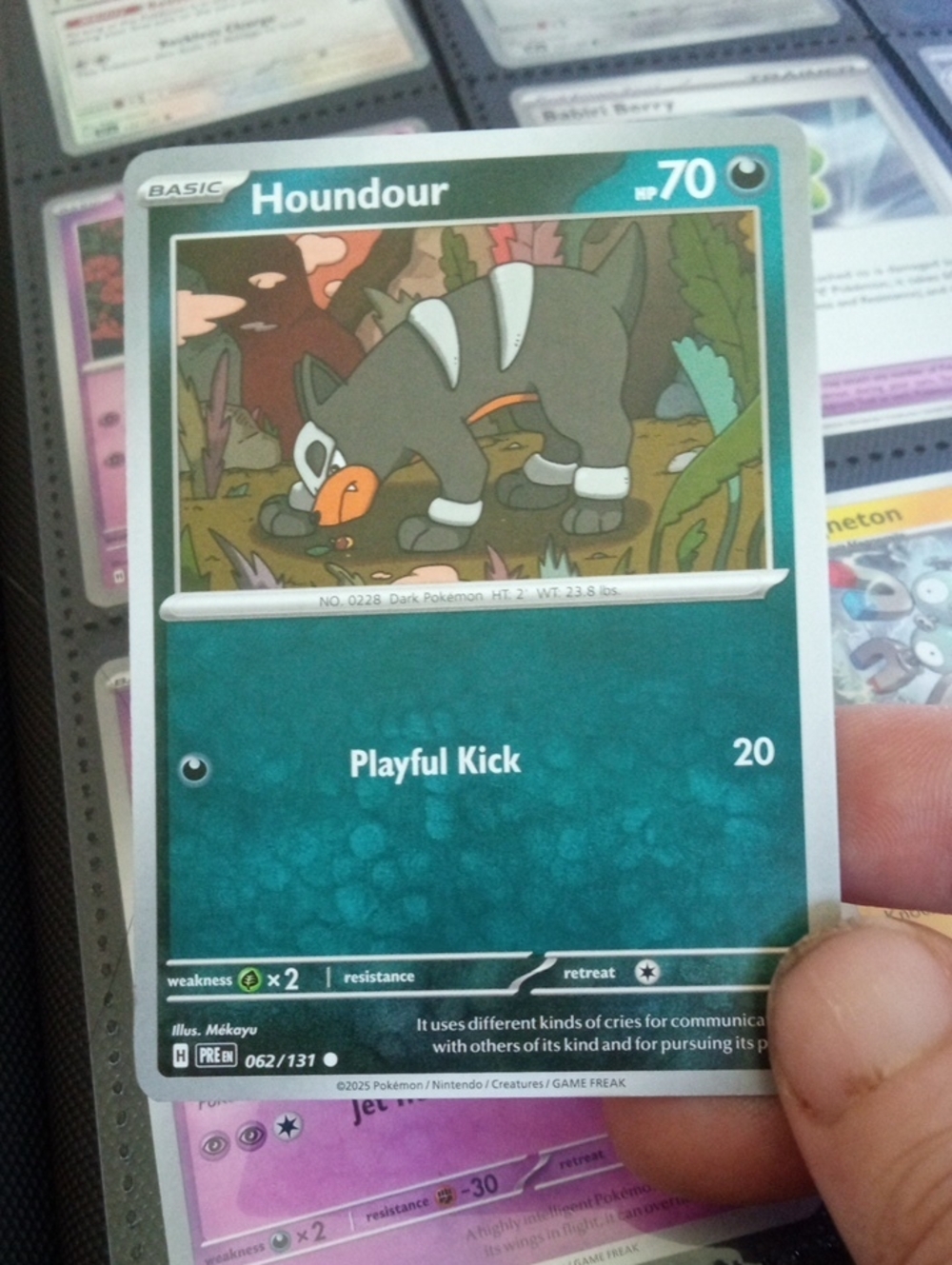 Pokemon Houndour Trading Card - Teal and Black